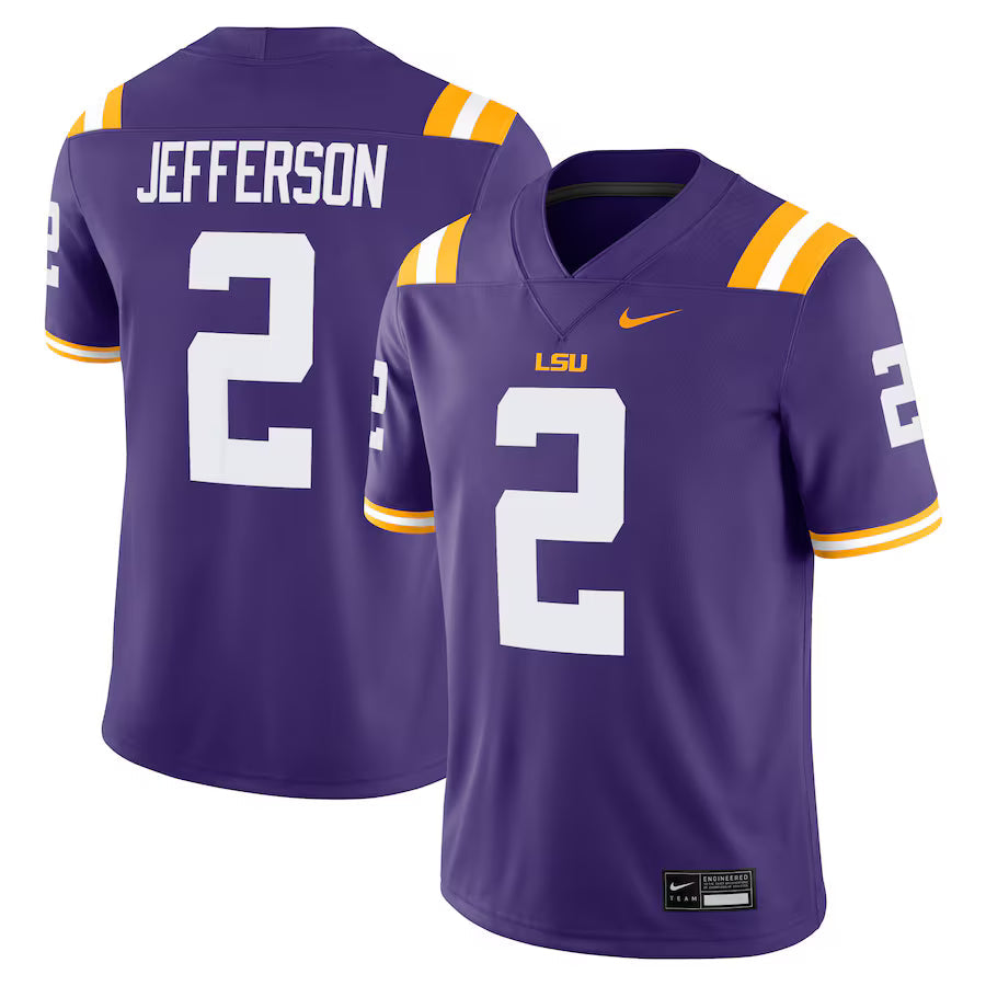 Justin Jefferson LSU Tigers Alumni Jersey - Purple sports jersey product view 1