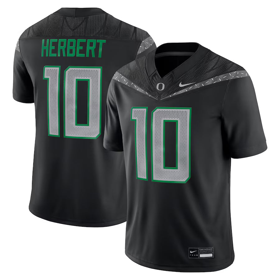 Justin Herbert Oregon Ducks Alumni Jersey - Black sports jersey product view 1