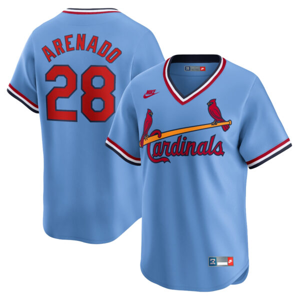 Nolan Arenado St. Louis Cardinals Cooperstown Collection Jersey - Light Blue baseball jersey product view 1