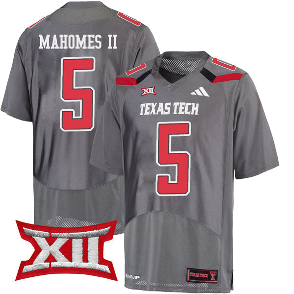 Patrick Mahomes Texas Tech Red Raiders Jersey – Grey football jersey product view 1