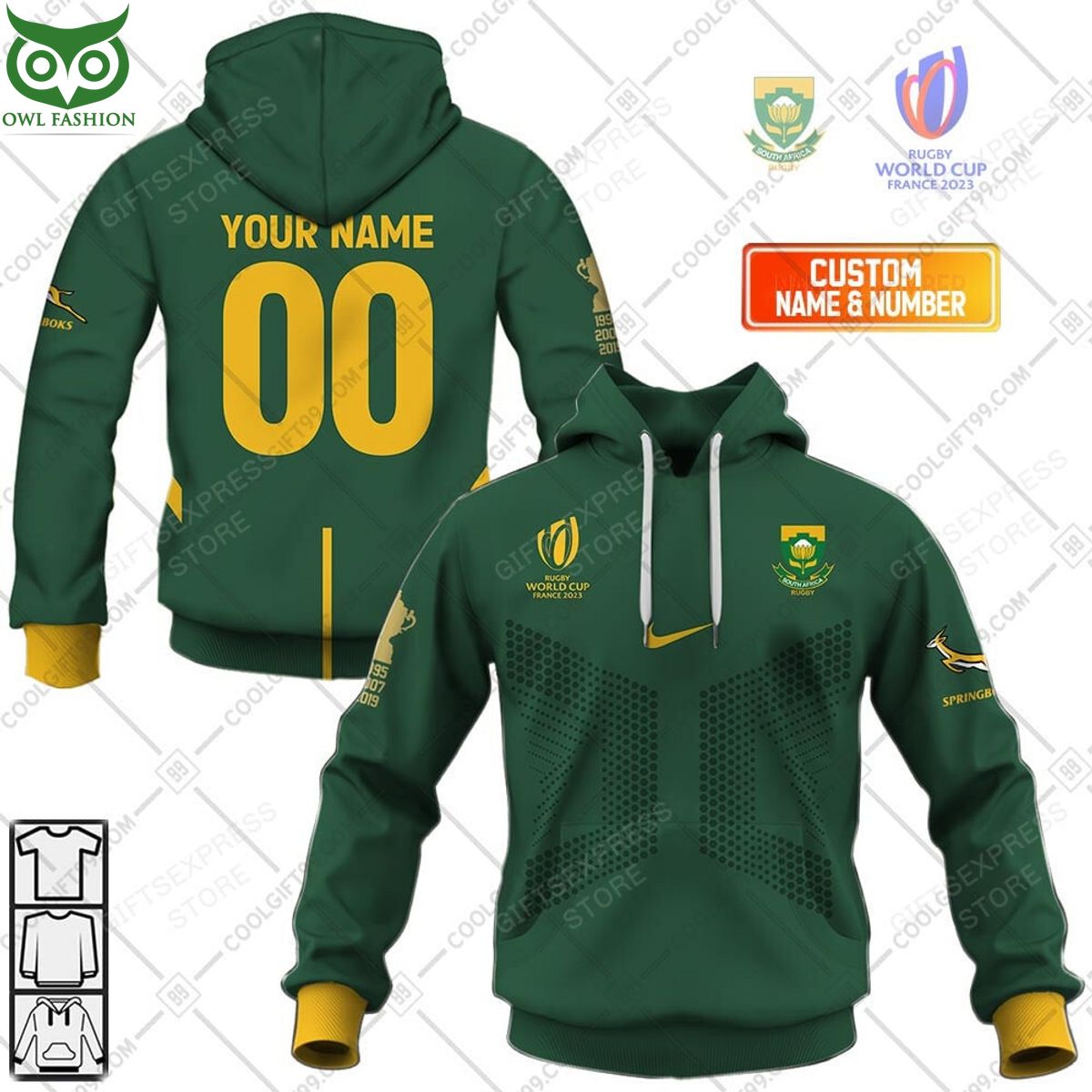 Personalized Rugby World Cup 2023 Springboks South - Adult & Kids T-Shirts, Sweatshirts & Hoodies apparel design preview 1