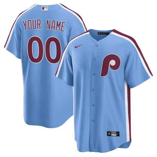 Custom Philadelphia Phillies Alternate Jersey – Powder Blue baseball jersey product view 1