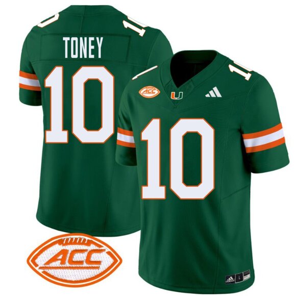 Malachi Toney Miami Hurricanes Jersey - Green hockey jersey product view 2
