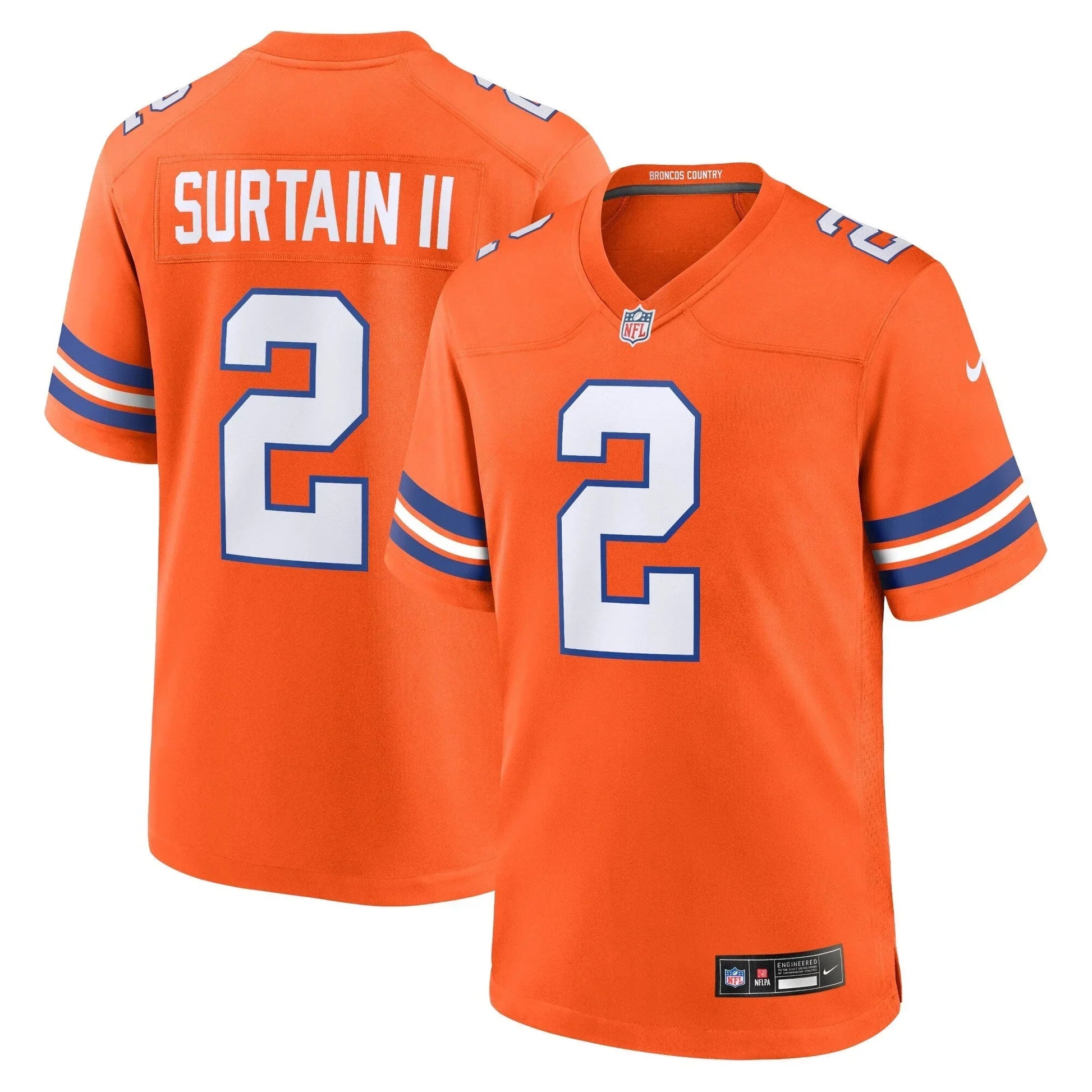 Patrick Surtain II Denver Broncos Mile High Collection Alternate Jersey - Orange football jersey product view 1