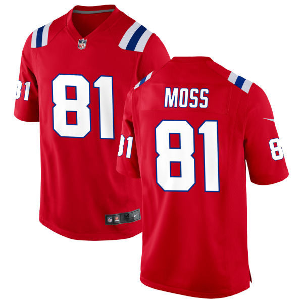 Randy Moss New England Patriots Alternate Retired Player Jersey - Red football jersey product view 1