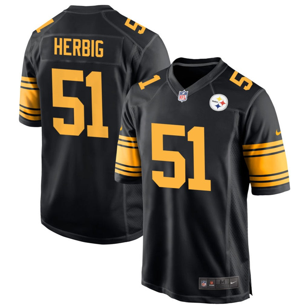 Nick Herbig Pittsburgh Steelers Alternate Jersey - Black football jersey product view 1