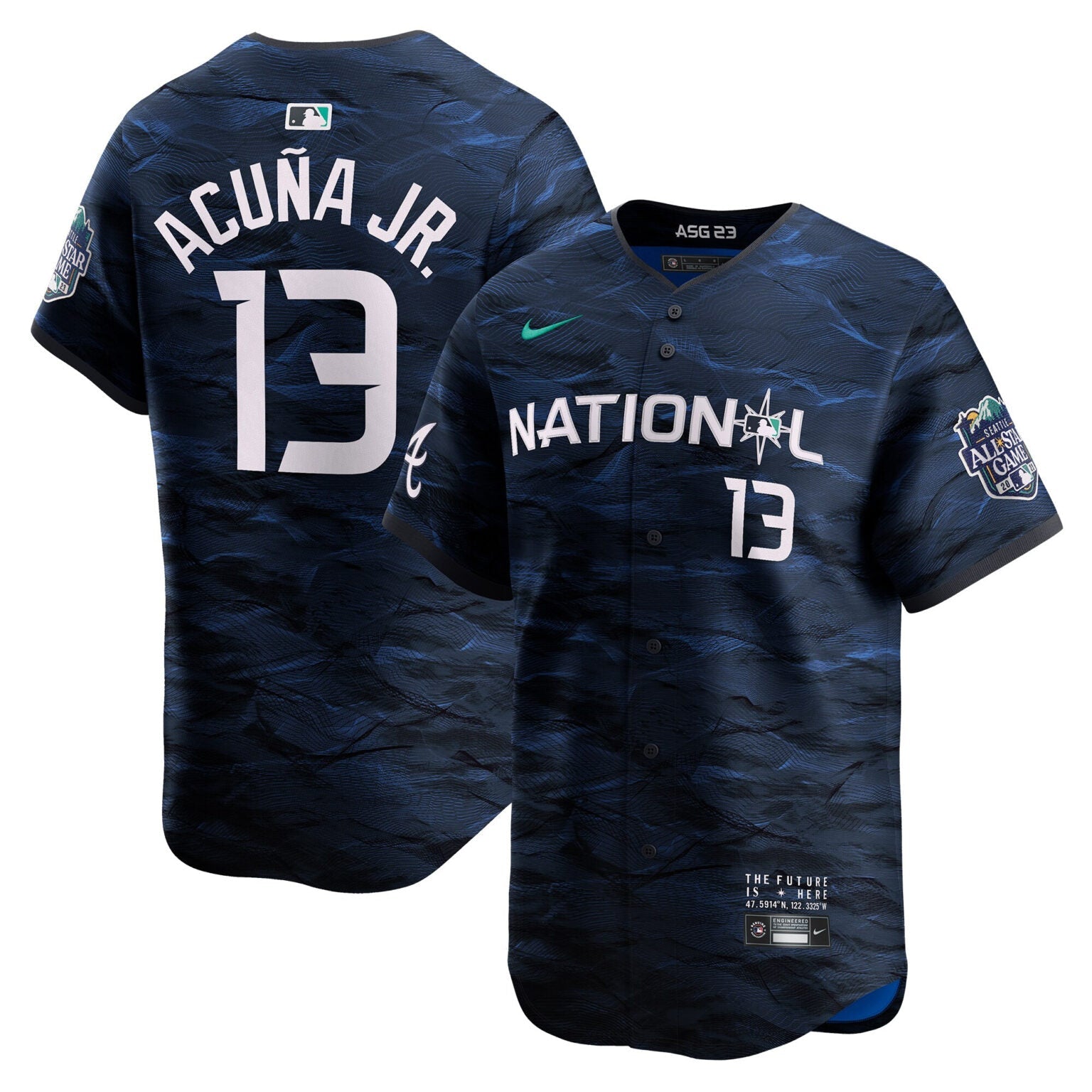 Ronald Acuna Jr Atlanta Braves 2023 All-Star Jersey – Navy baseball jersey product view 1