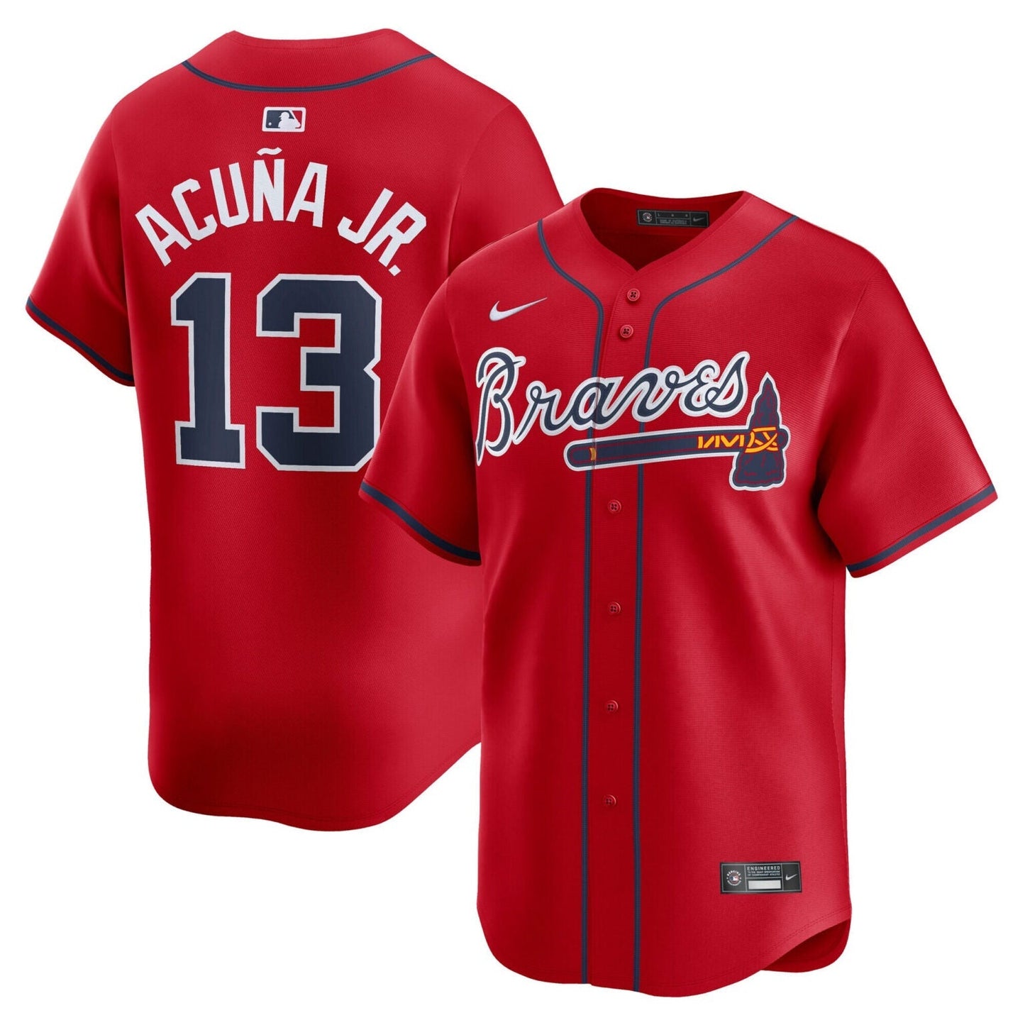 Ronald Acuna Jr Atlanta Braves Alternate Limited Jersey – Red baseball jersey product view 1