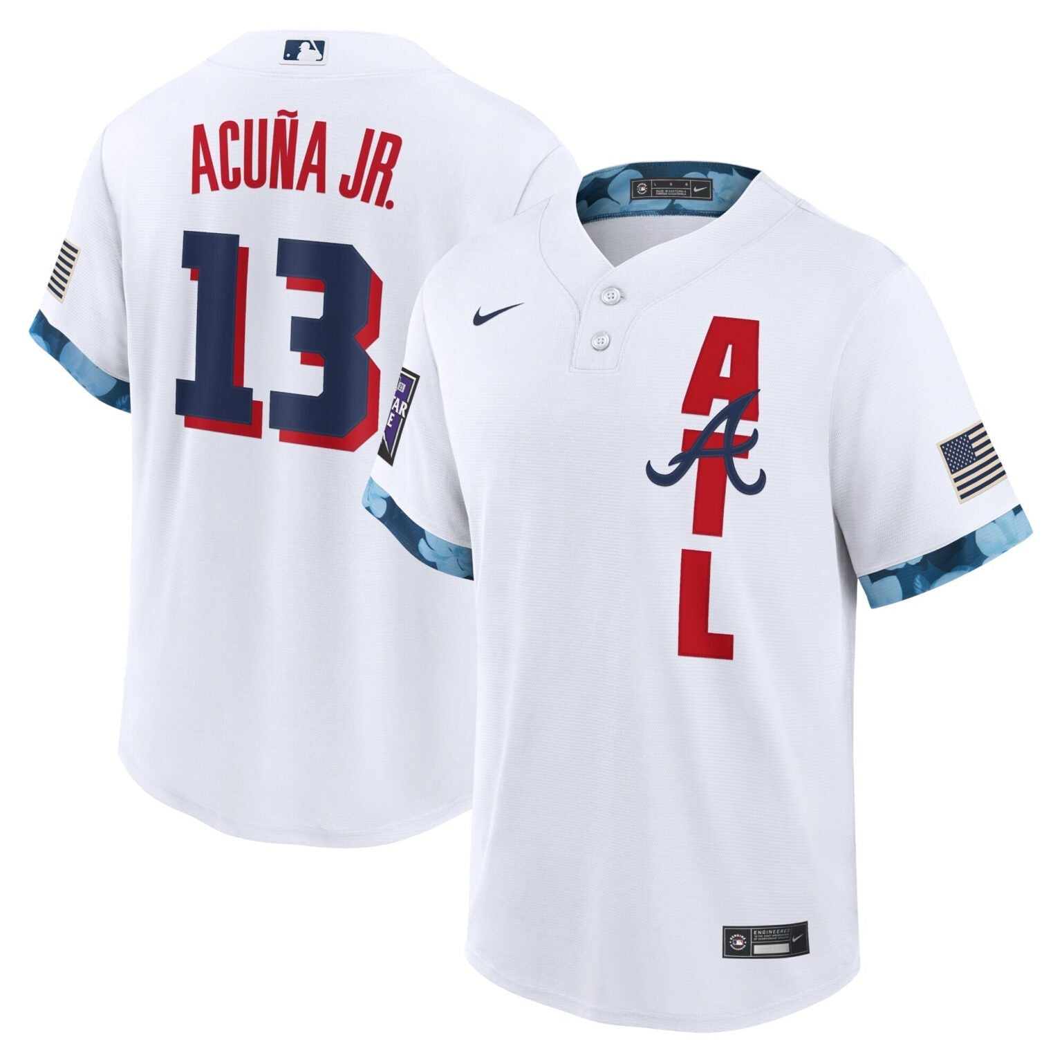 Ronald Acuna Jr Atlanta Braves White 2021 All-Star Jersey – White baseball jersey product view 1