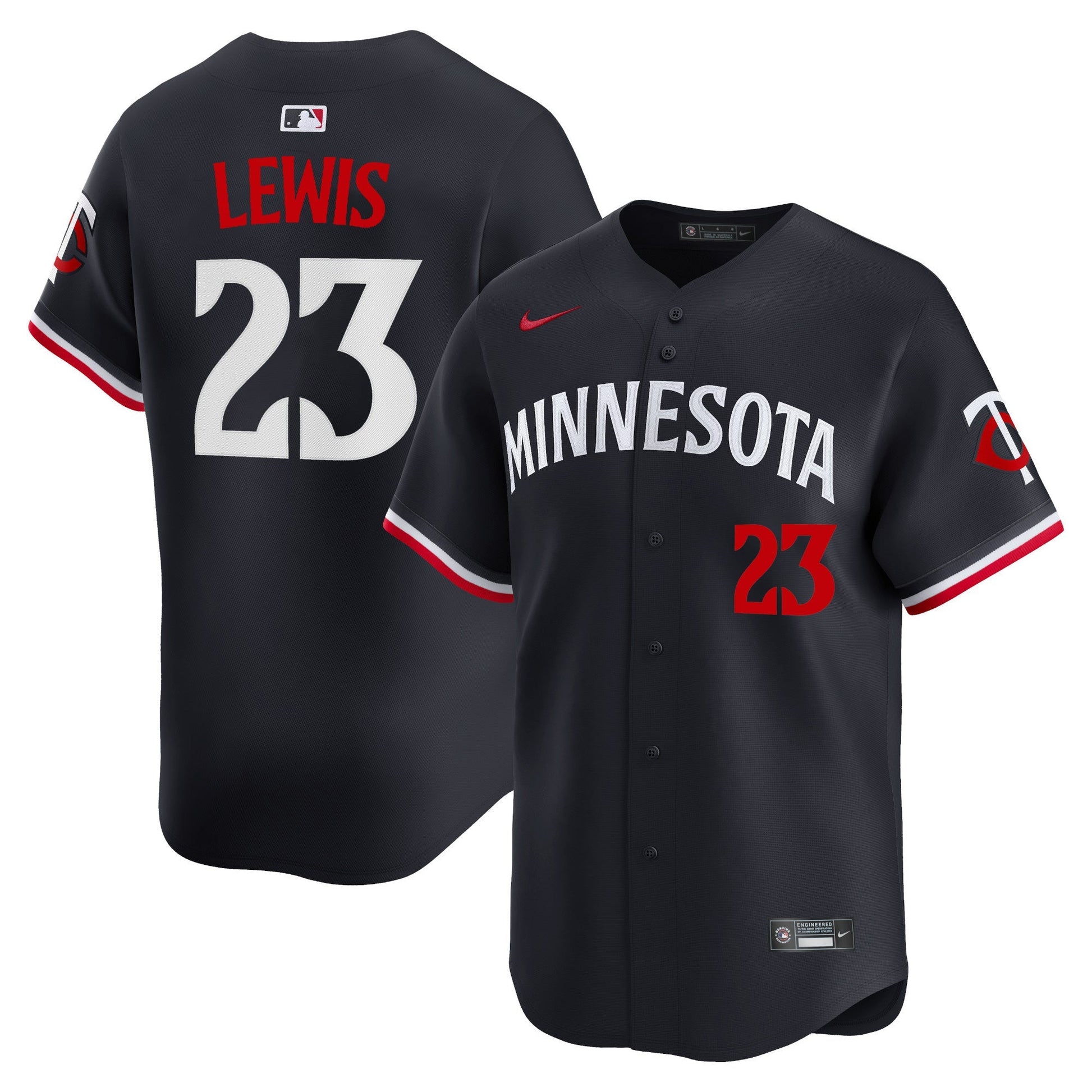 Royce Lewis Minnesota Twins Alternate Jersey - Navy baseball jersey product view 1