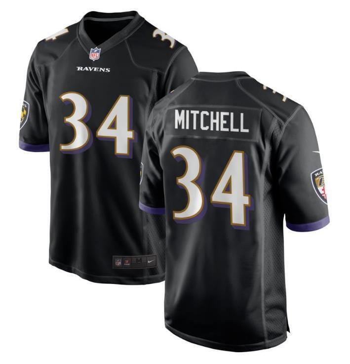 Keaton Mitchell Baltimore Ravens Jersey football jersey product view 1