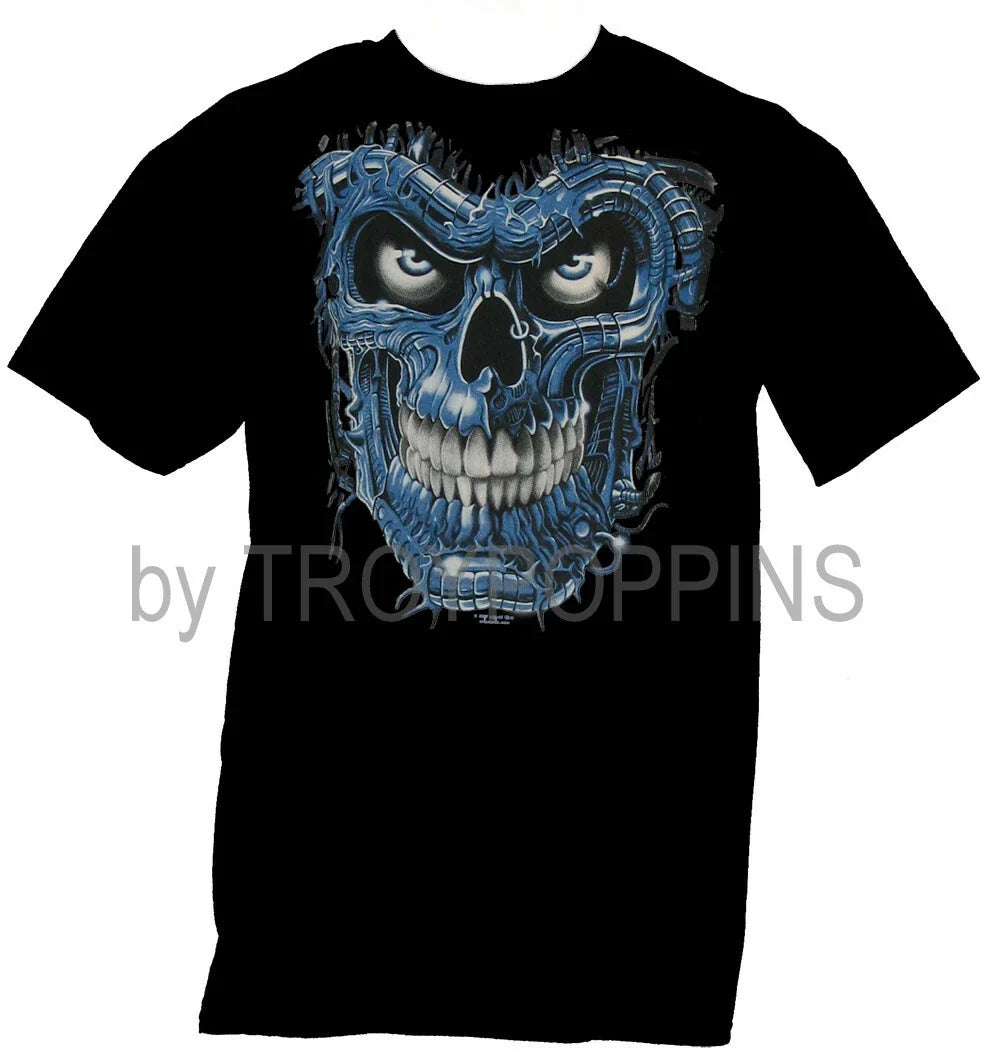 1-TERMINATOR SKULL BLUE EVIL ROBOT FACE HALLOWEEN - Adult & Kids T-Shirts, Sweatshirts & Hoodies apparel design preview 1