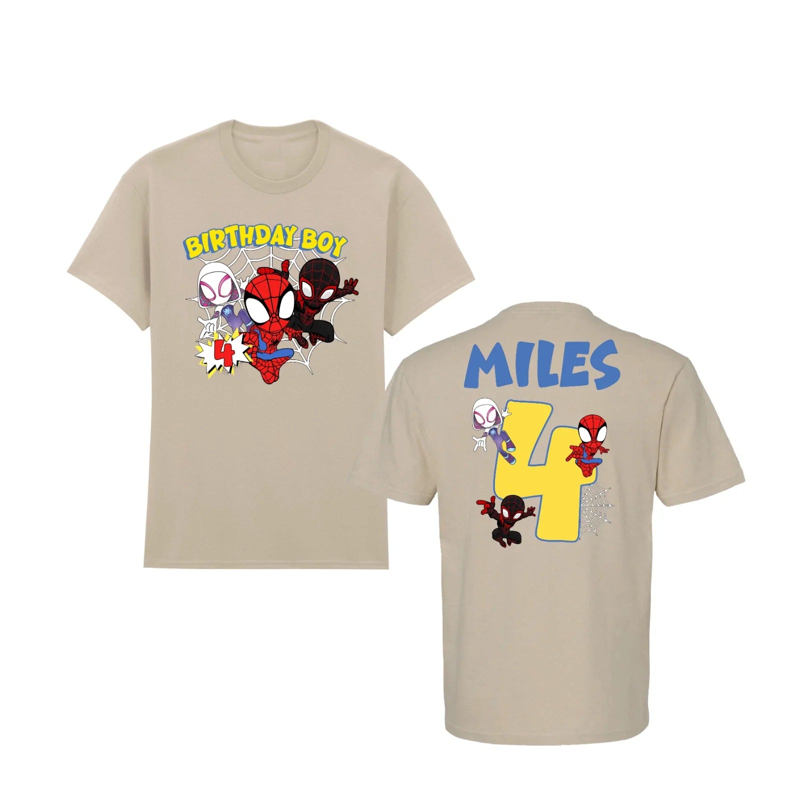 Custom Spidey Birthday Boy Superhero Spiderman Party - Adult & Kids T-Shirts, Sweatshirts & Hoodies apparel design preview 1