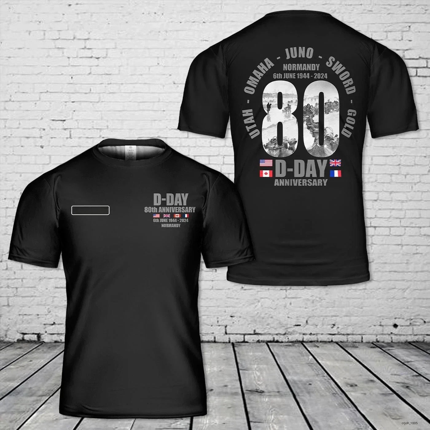 Custom Name D-Day 80th Anniversary 2024 3D - Adult & Kids T-Shirts, Sweatshirts & Hoodies apparel design preview 1
