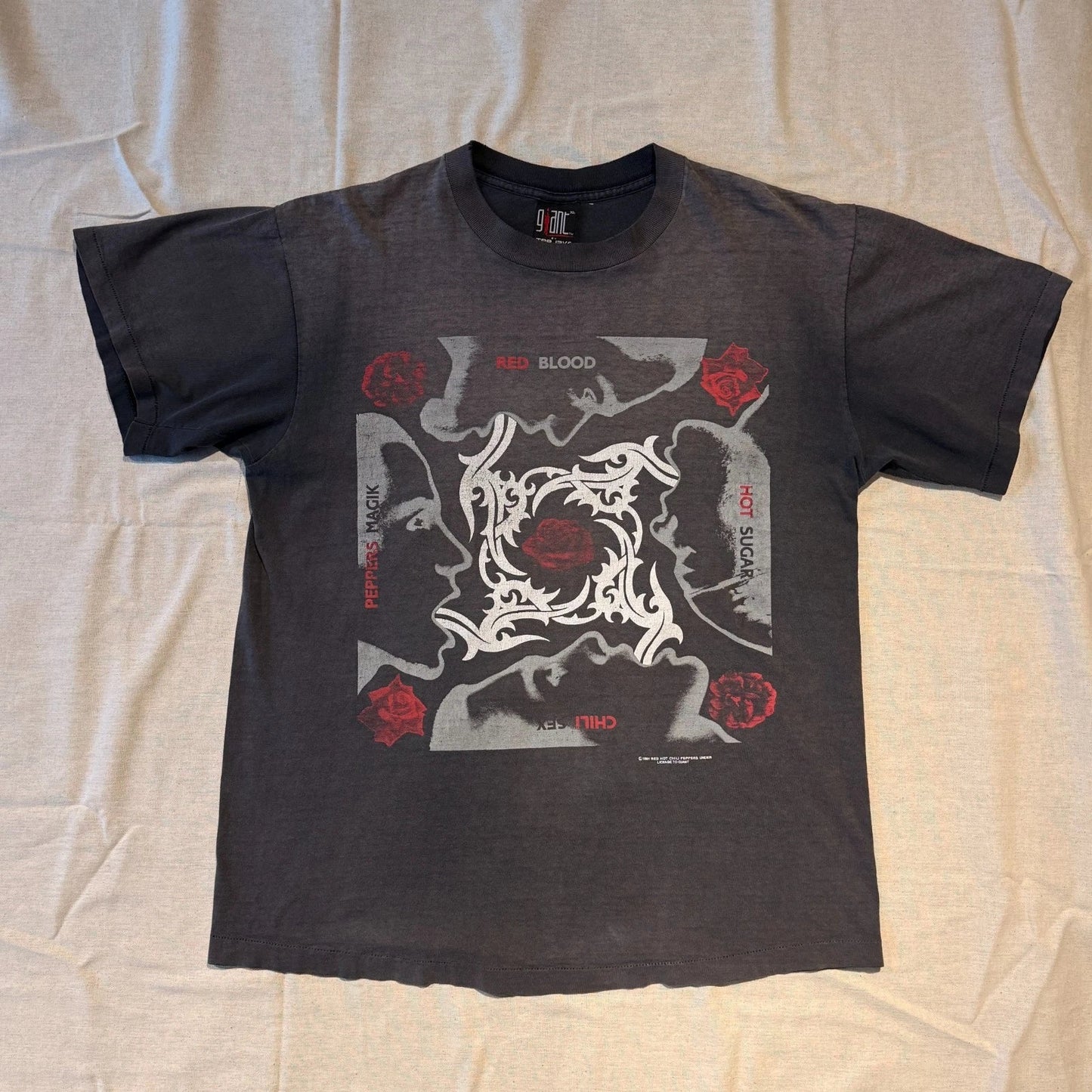 Vintage Faded 1991 Red Hot Chili Peppers RHCP Blood - Adult & Kids T-Shirts, Sweatshirts & Hoodies apparel design preview 1