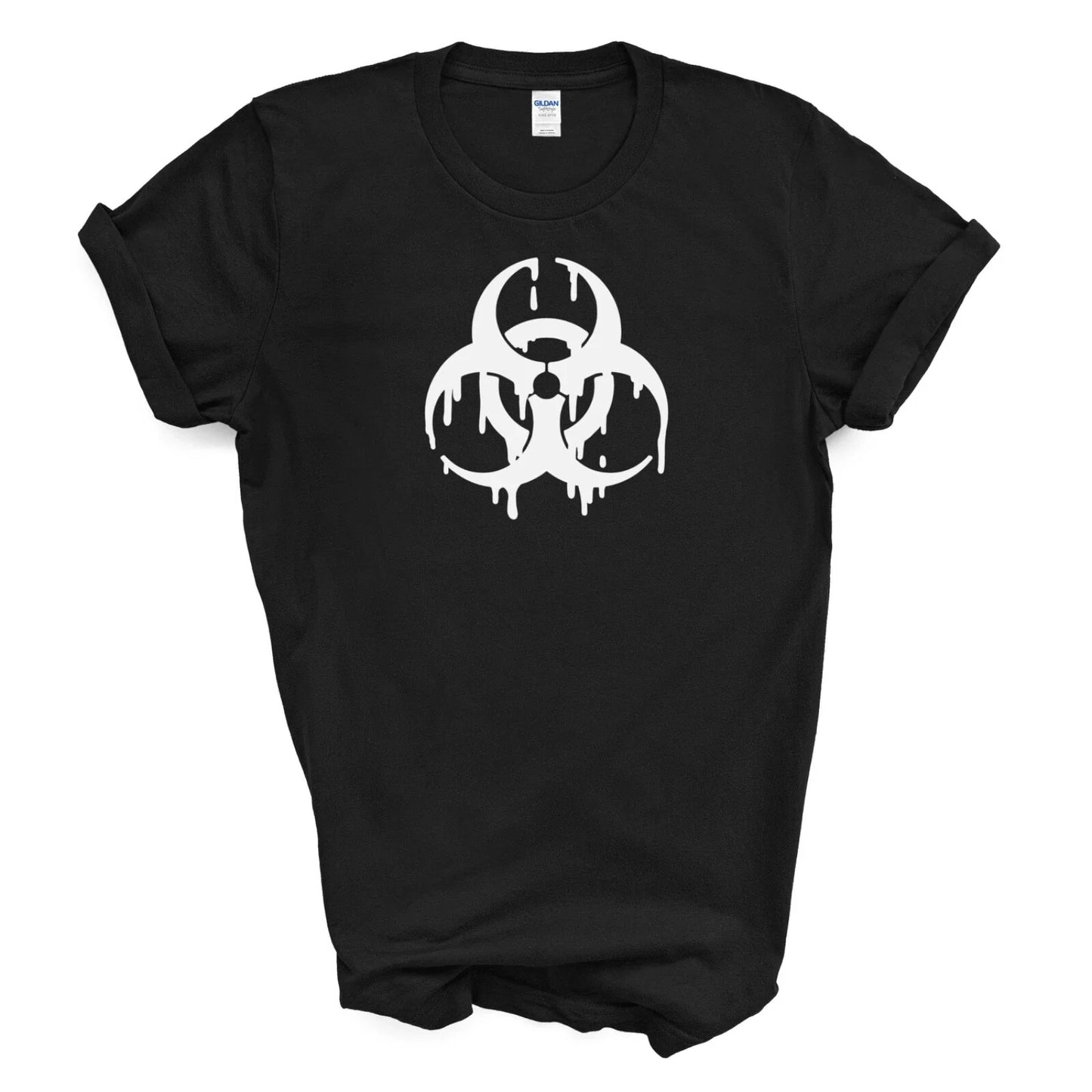 Dripping White Biohazard Symbol Black - Adult & Kids T-Shirts, Sweatshirts & Hoodies apparel design preview 1