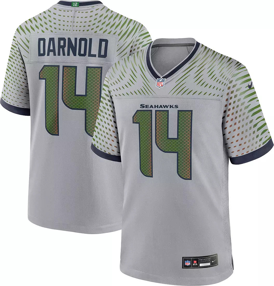 Sam Darnold Seattle Seahawks 2025 Rivalries Collection Jersey - Wolf Grey football jersey product view 1