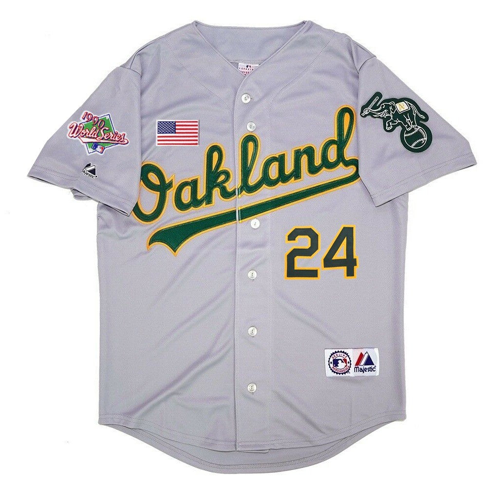 Rickey Henderson Oakland Athletics 1990 World Series Road Jersey - Grey baseball jersey product view 1