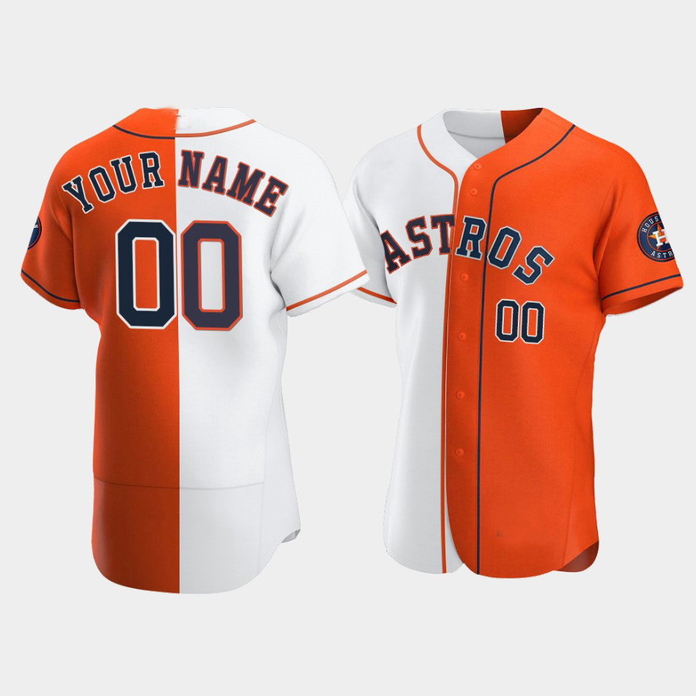 Baseball Jerseys Custom White Orange Houston Astros Split Two Tone Jersey Stitched Letter And Numbers Birthday Gift baseball jersey product view 1