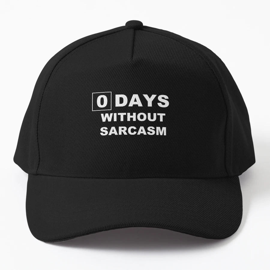 0 Days Without Sarcasm Funny Witty And Denim Baseball Cap - Snapback, Trucker Hat, Dad Hat, Denim Baseball Cap