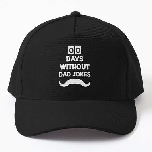 0 Days Without Dad Jokes Text White Trucker Hat - Washed - Snapback, Trucker Hat, Dad Hat, Denim Baseball Cap