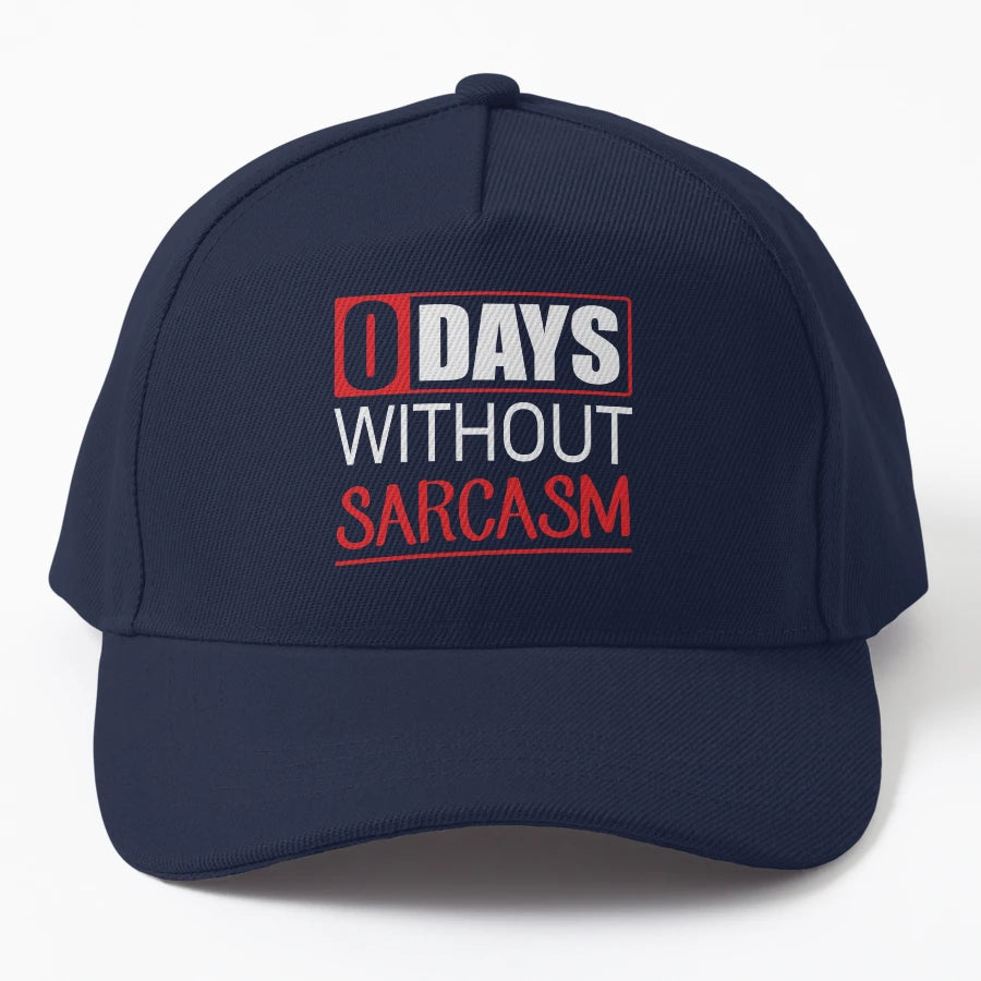 0 Zero Days Without Sarcasm Denim Baseball Cap - Distressed - Snapback, Trucker Hat, Dad Hat, Denim Baseball Cap