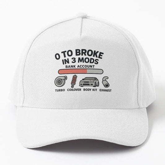 0 To Broke 3 Mods Denim Baseball Cap - Vintage Y2K Aesthetic - Snapback, Trucker Hat, Dad Hat, Denim Baseball Cap