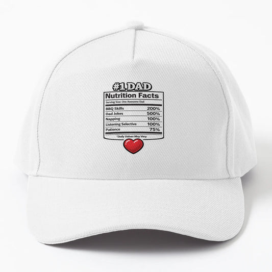 1 Dad Nutrition Facts Funny Fathers Day Denim Baseball Cap - Snapback, Trucker Hat, Dad Hat, Denim Baseball Cap