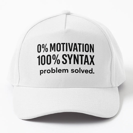 0 Motivation 100 Syntax Funny Denim Baseball Cap for Him - Snapback, Trucker Hat, Dad Hat, Denim Baseball Cap