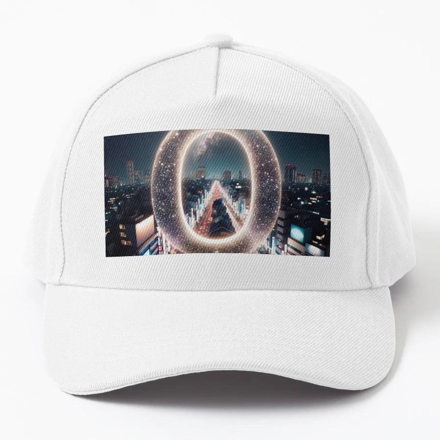 0 Backdrop Bustling Cityscape Denim Baseball Cap - Minimalis - Snapback, Trucker Hat, Dad Hat, Denim Baseball Cap