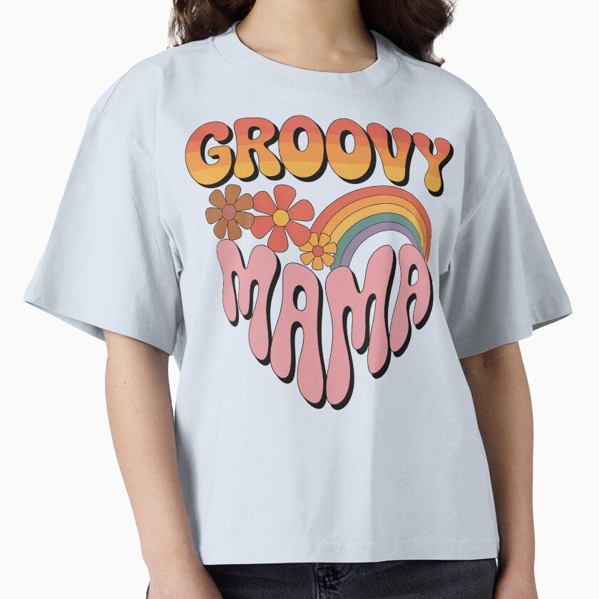 Groovy Mama, Retro Vintage Flowers and Rainbow by - Adult & Kids T-Shirts, Sweatshirts & Hoodies apparel design preview 1
