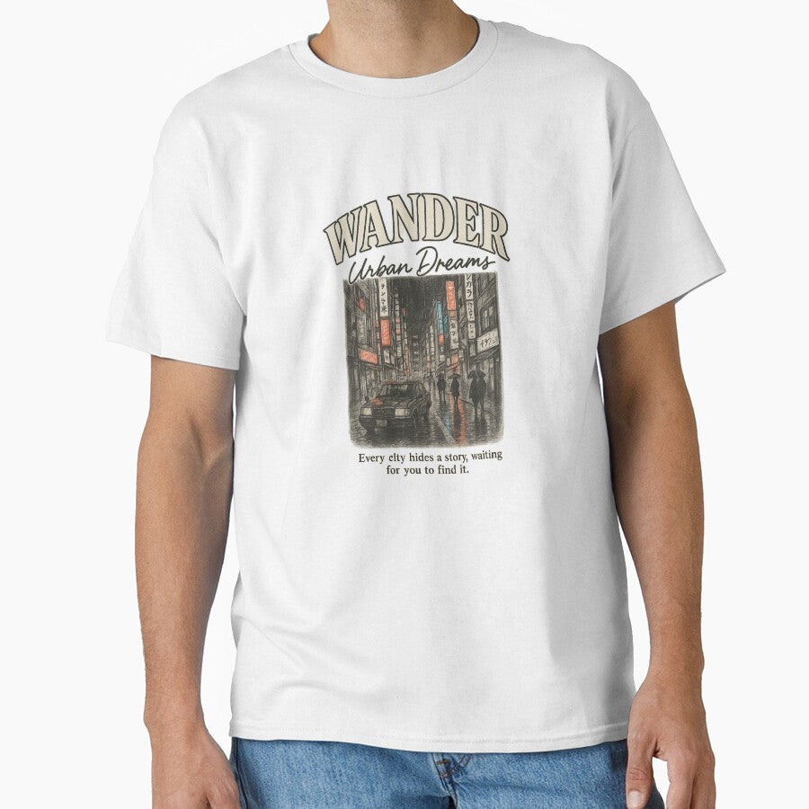 Urban Dreams Tokyo Street Scene by Le Grand Requin - Adult & Kids T-Shirts, Sweatshirts & Hoodies apparel design preview 1