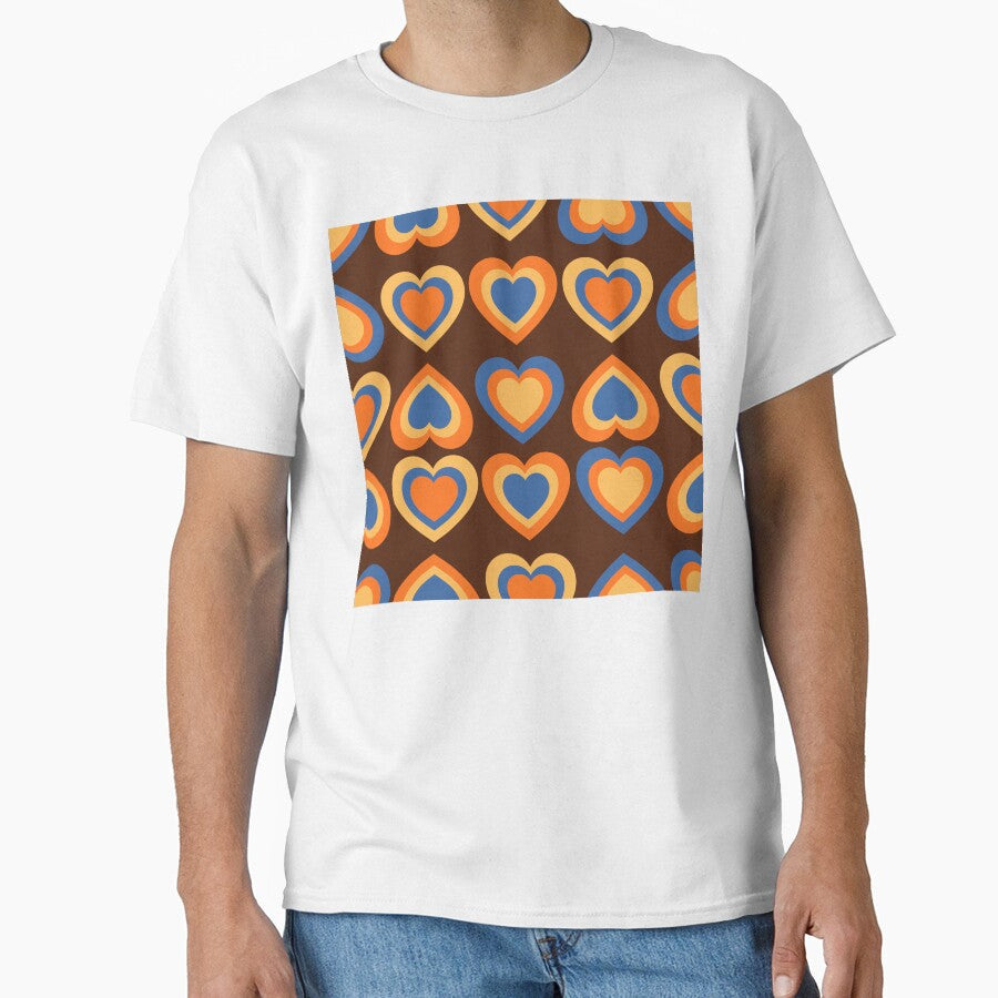 Groovy Retro Heart Seamless Pattern 70s Vintage Love - Adult & Kids T-Shirts, Sweatshirts & Hoodies apparel design preview 1