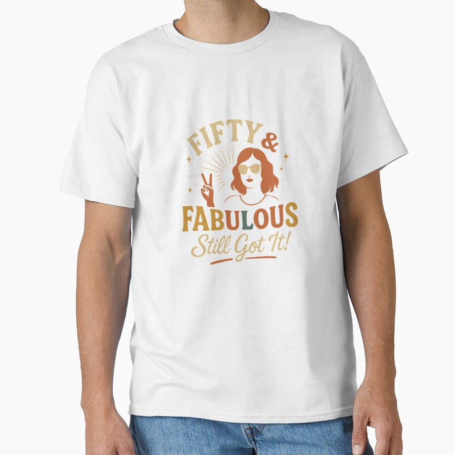 Fifty and Fabulous Groovy Vintage Style Graphic 50th - Adult & Kids T-Shirts, Sweatshirts & Hoodies apparel design preview 1
