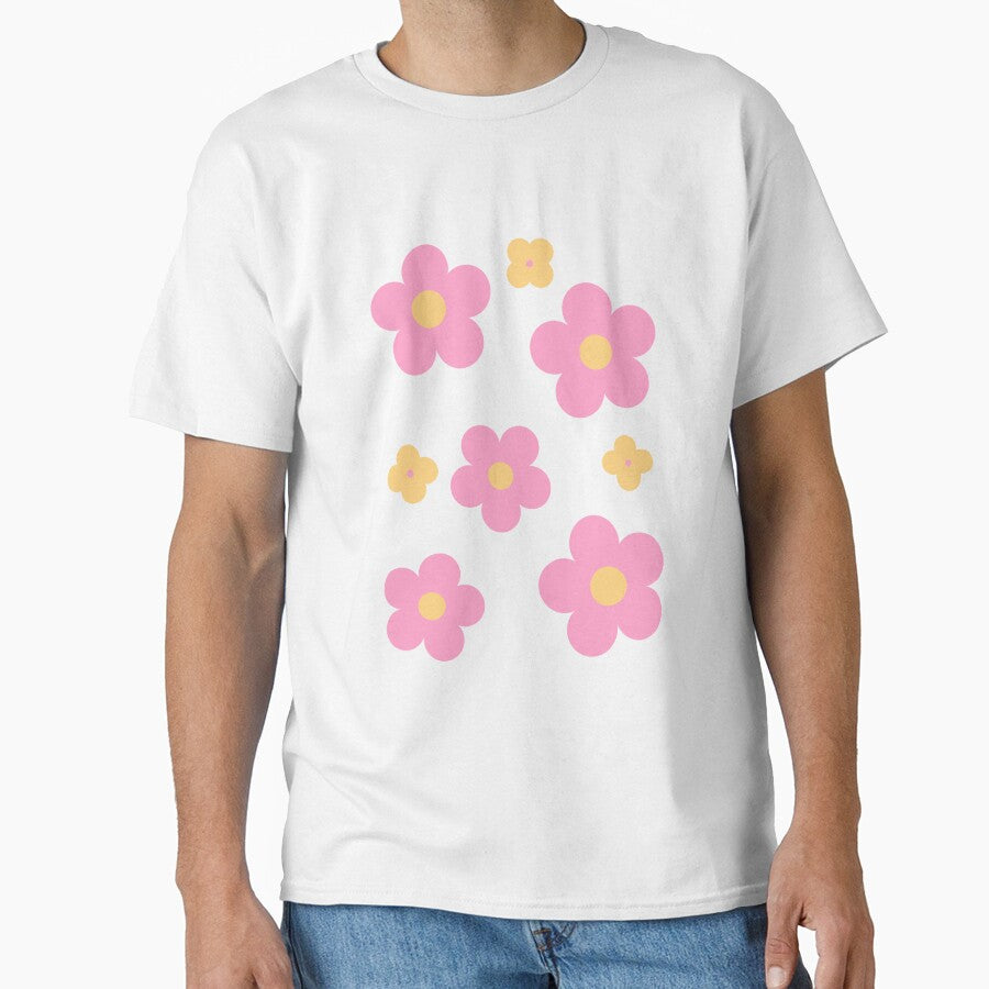 Pink and Yellow Retro Groovy Flowers by - Adult & Kids T-Shirts, Sweatshirts & Hoodies apparel design preview 1