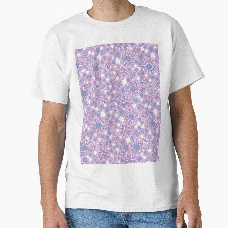 RETRO FLOWER POWER PURPLE by blomastudios - Adult & Kids T-Shirts, Sweatshirts & Hoodies apparel design preview 1