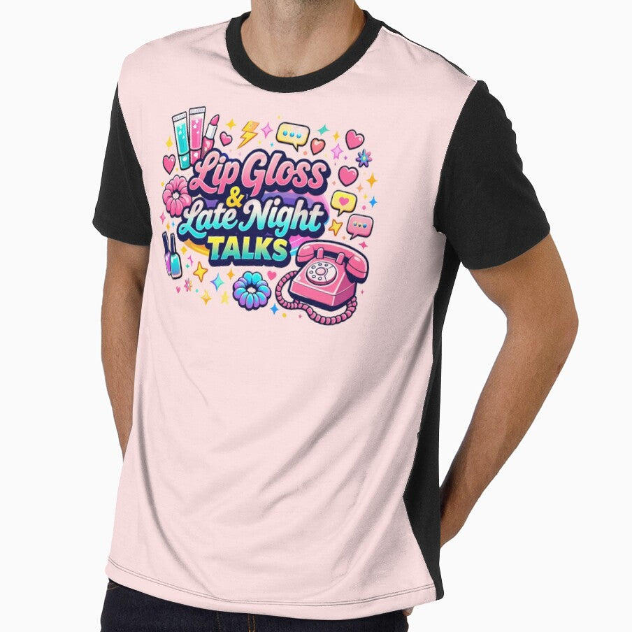 Lip Gloss Late Night Talks Retro 90s Sleepover - Adult & Kids T-Shirts, Sweatshirts & Hoodies apparel design preview 1