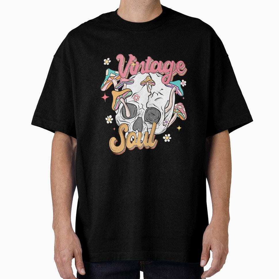 "Vintage Soul" Psychedelic Skull Mushrooms by - Adult & Kids T-Shirts, Sweatshirts & Hoodies apparel design preview 1