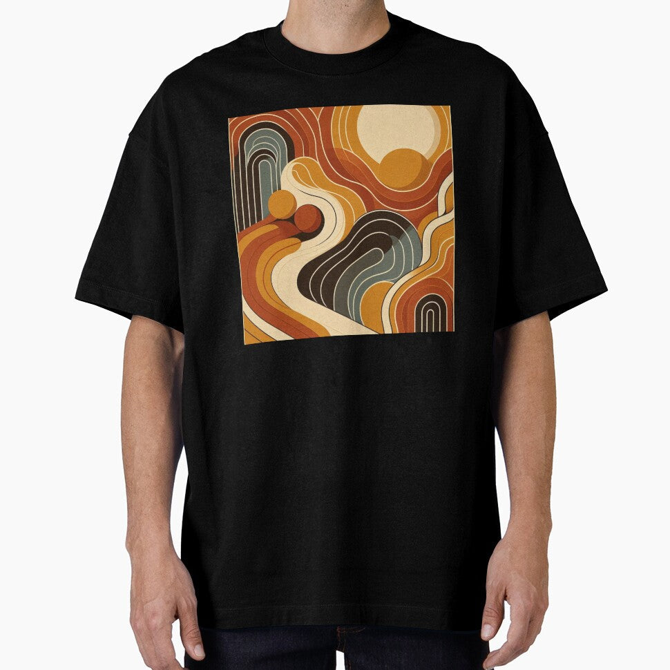 Retro Waves Abstract Earth Tone Design by - Adult & Kids T-Shirts, Sweatshirts & Hoodies apparel design preview 1