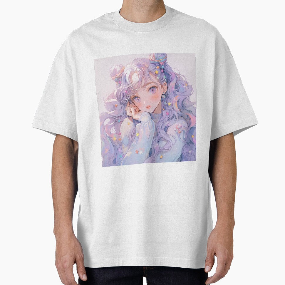 Ethereal Pastel Starry Eye Anime Girl by bubblegoth - Adult & Kids T-Shirts, Sweatshirts & Hoodies apparel design preview 1