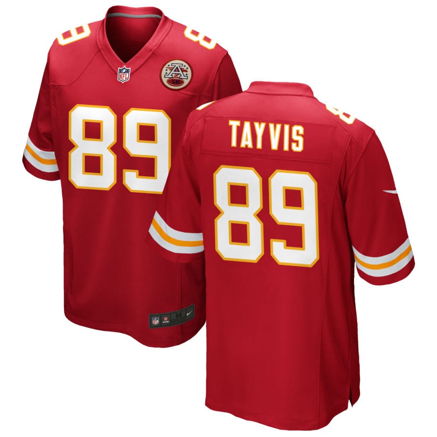 Taylor Swift x Travis Kelce "Tayvis" Kansas City Chiefs Jersey football jersey product view 1