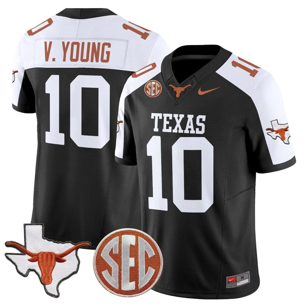 Vince Young Texas Longhorns Jersey - Black/White sports jersey product view 1