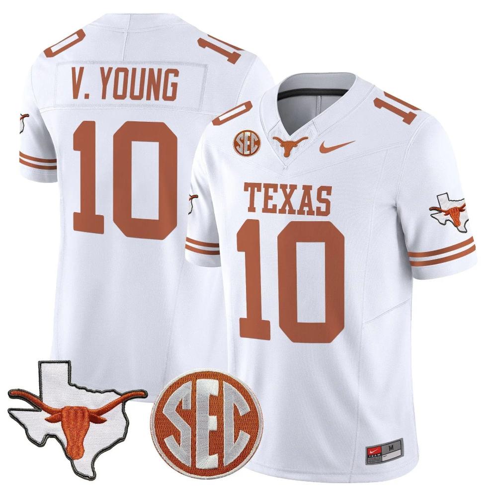 Vince Young Texas Longhorns Jersey - White sports jersey product view 1