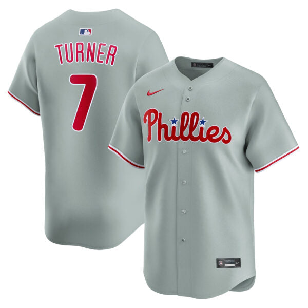 Trea Turner Philadelphia Phillies Road Limited Jersey - Gray baseball jersey product view 1