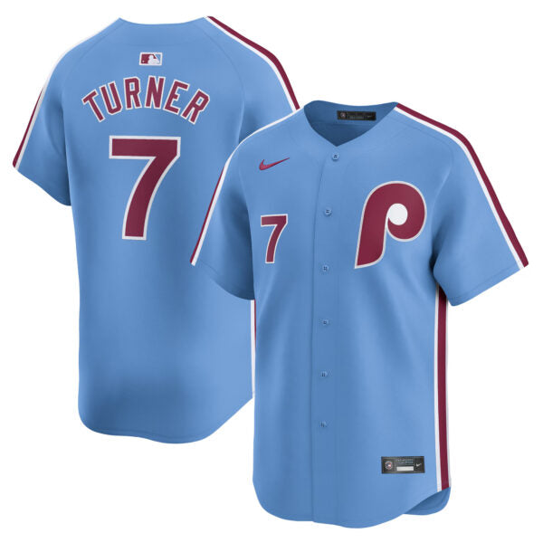 Trea Turner Philadelphia Phillies Alternate Limited Jersey - Light Blue baseball jersey product view 1