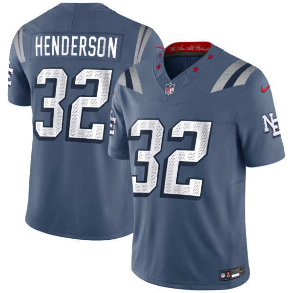 TreVeyon Henderson New England Patriots 2025 Rivalries Collection Jersey - Storm Blue football jersey product view 1