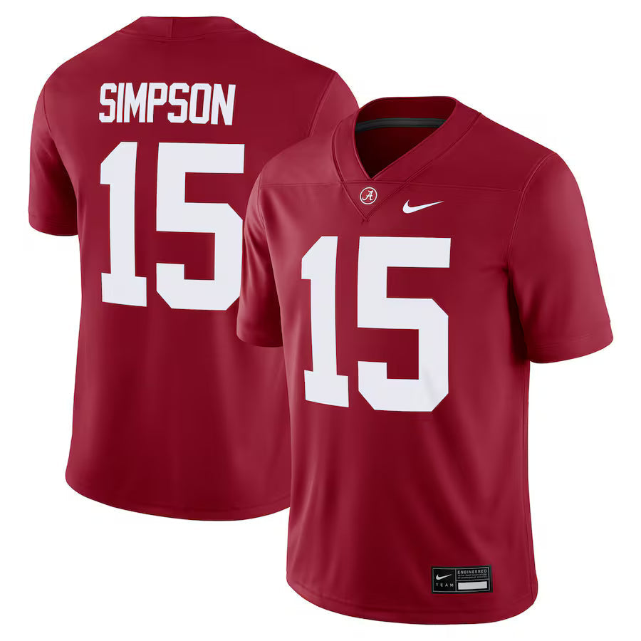 Ty Simpson Alabama Crimson Tide Jersey - Crimson sports jersey product view 1
