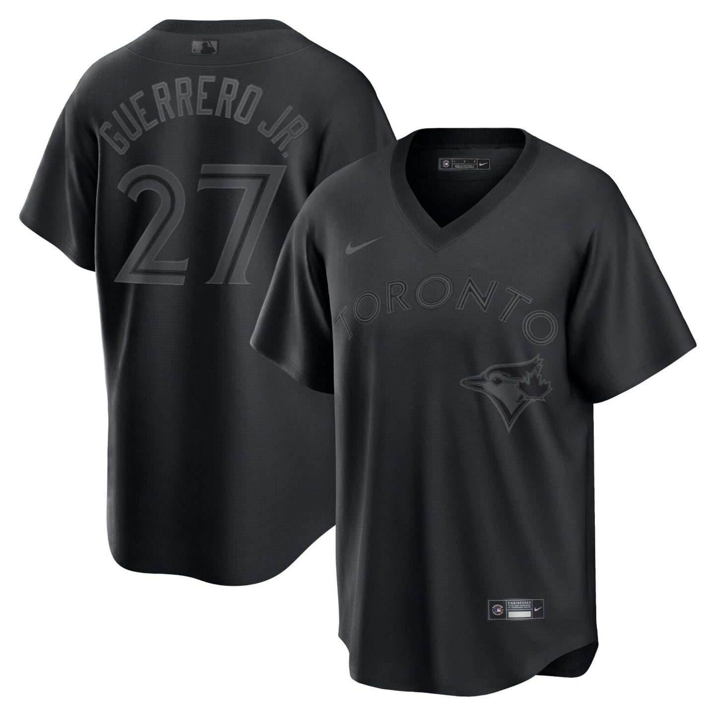 Vladimir Guerrero Jr Toronto Blue Jays Pitch Black Jersey – Black baseball jersey product view 1