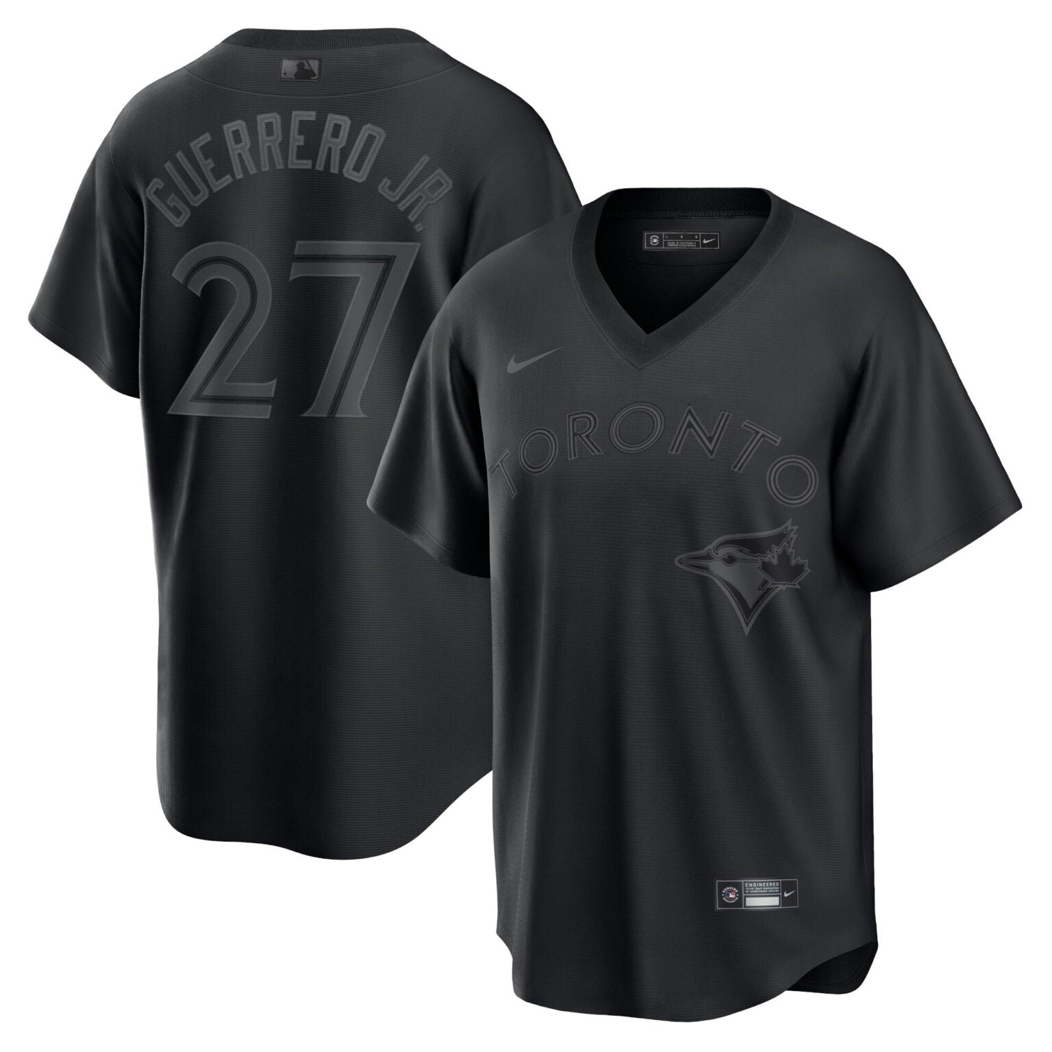 Vladimir Guerrero Jr Toronto Blue Jays Pitch Black Jersey – Black baseball jersey product view 1