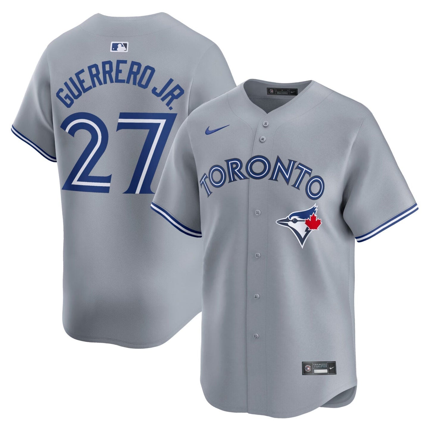 Vladimir Guerrero Jr Toronto Blue Jays Road Limited Jersey – Grey baseball jersey product view 1